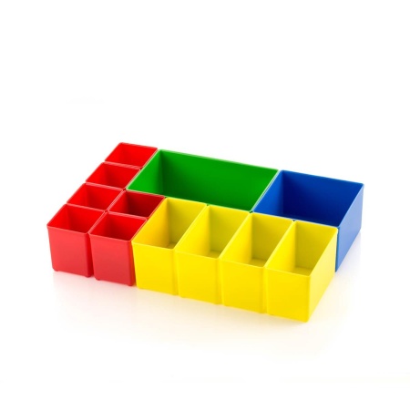 BOSCH SORTIMO Einlage Insetboxen-Set Ergänzungs-Set 1: 6 x A3 rot & 4 x B3 gelb & 1 x C3 blau & 1 x D3 grün