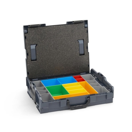 BOSCH SORTIMO Systembox L-BOXX 102 anthrazit & Insetboxen-Set H3 & Deckelpolster
