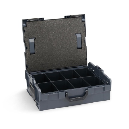 BOSCH SORTIMO Systembox L-BOXX 136 anthrazit & Einlage 8-fach & Deckelpolster