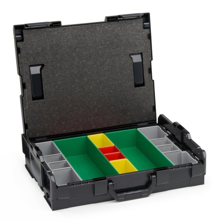 BOSCH SORTIMO Systembox L-BOXX 102 Black Line Verschlüsse anthrazit & Insetboxen-Set G3 & Deckelpolster