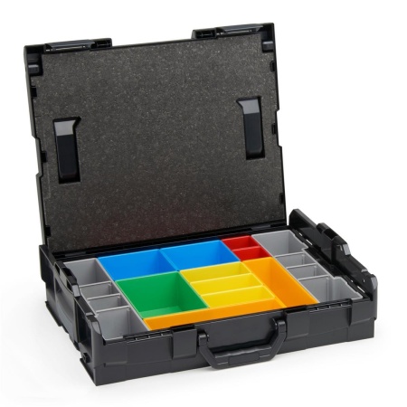 BOSCH SORTIMO Systembox L-BOXX 102 Black Line Verschlüsse anthrazit & Insetboxen-Set H3 & Deckelpolster