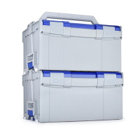 x2 Bosch Sortimo L-BOXX 238 Werkzeugkoffer – Größe 3 Hellgrau mit Blauem Deckel | Modulares Transportsystem
